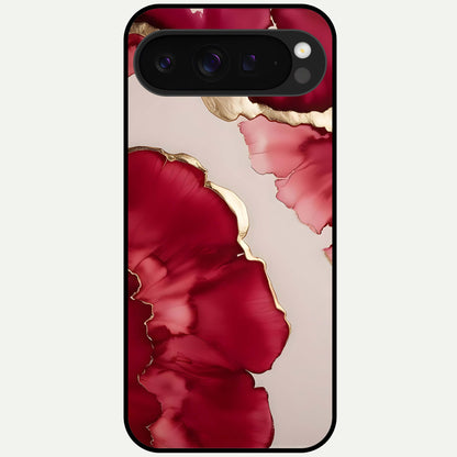  Pink And White Marble Glass Case For Google Pixel 9 Pro XL back cover – full design glossy printed glass finish