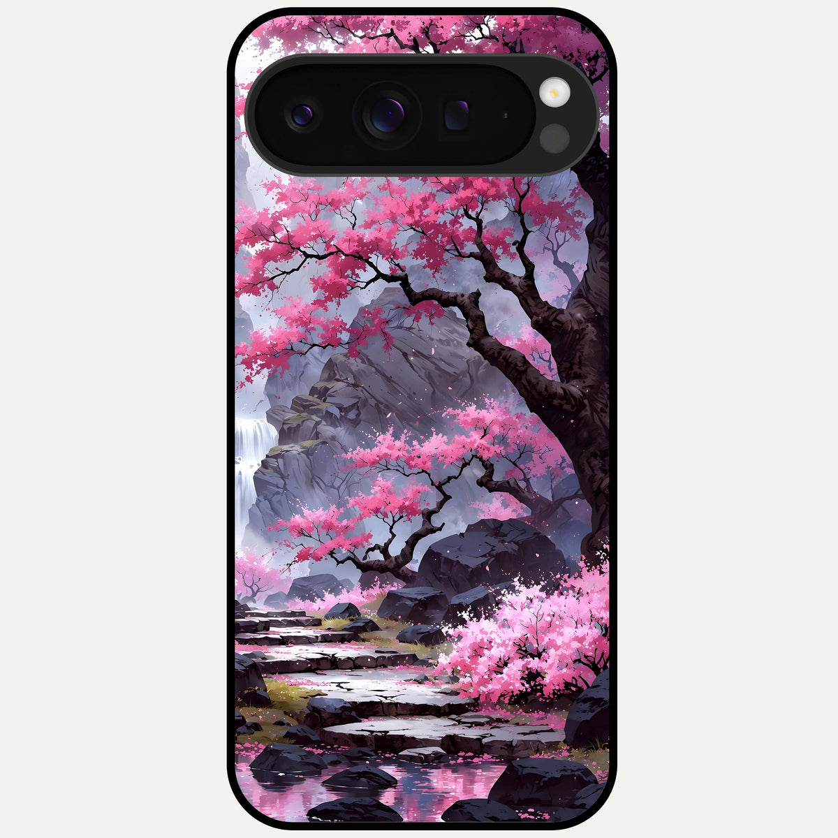  Pink Sunflower Glow Glass Case For Google Pixel 9 Pro XL back cover – full design glossy printed glass finish