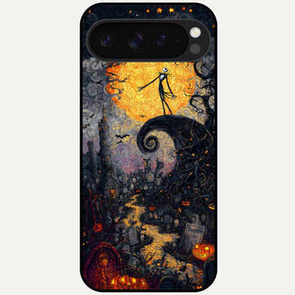  Pumpkin Moonlight Tale Glass Case For Google Pixel 9 Pro XL back cover – full design glossy printed glass finish