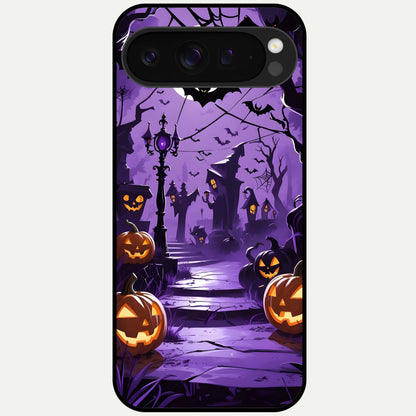  Pumpkin Patch Halloween Glass Case For Google Pixel 9 Pro XL back cover – full design glossy printed glass finish