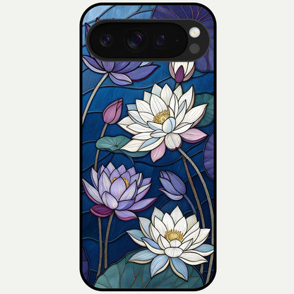  Purple Lotus Stained Glass Case For Google Pixel 9 Pro XL back cover – full design glossy printed glass finish