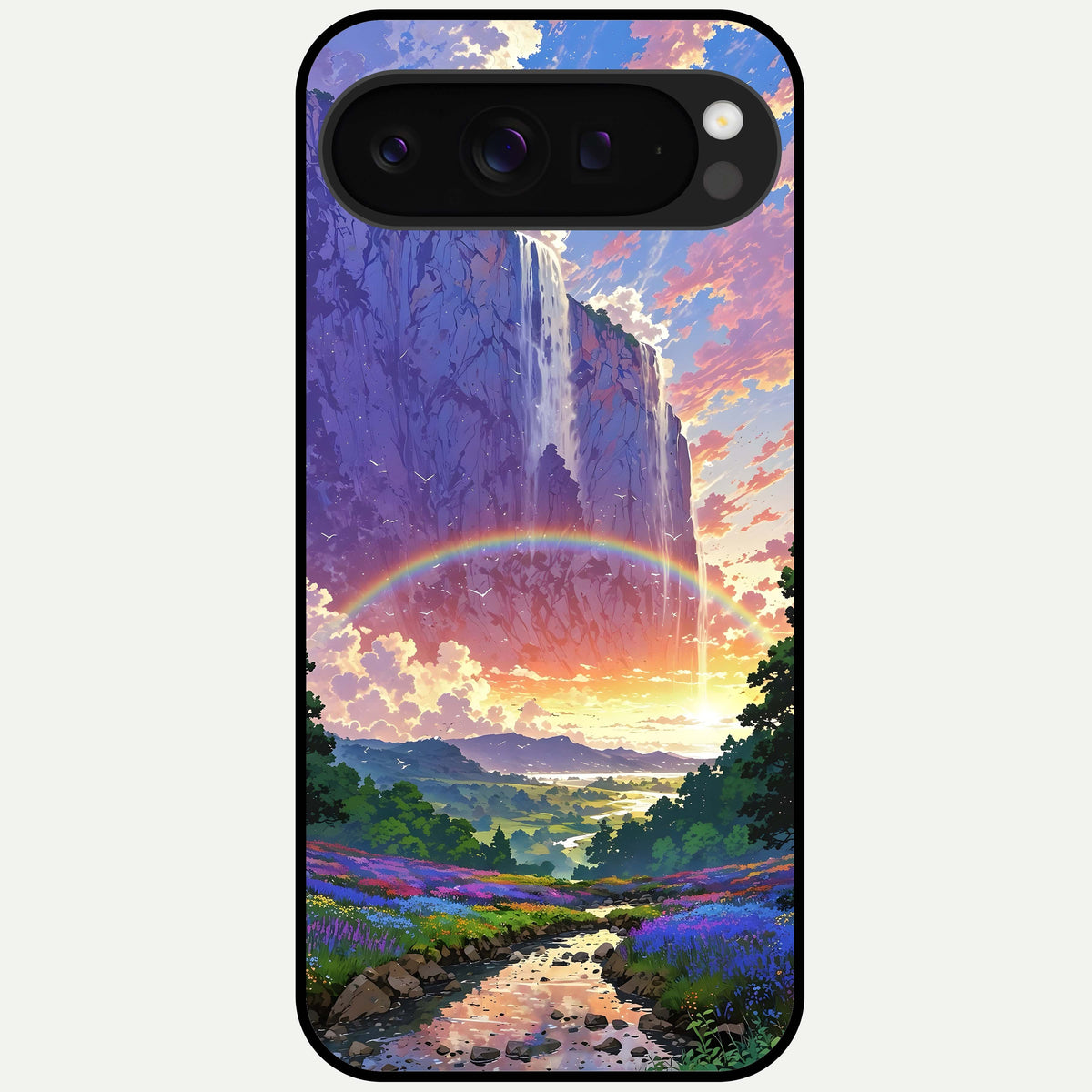 Rainbow Valley Dream Glass Case For Google Pixel 9 Pro XL back cover – full design glossy printed glass finish