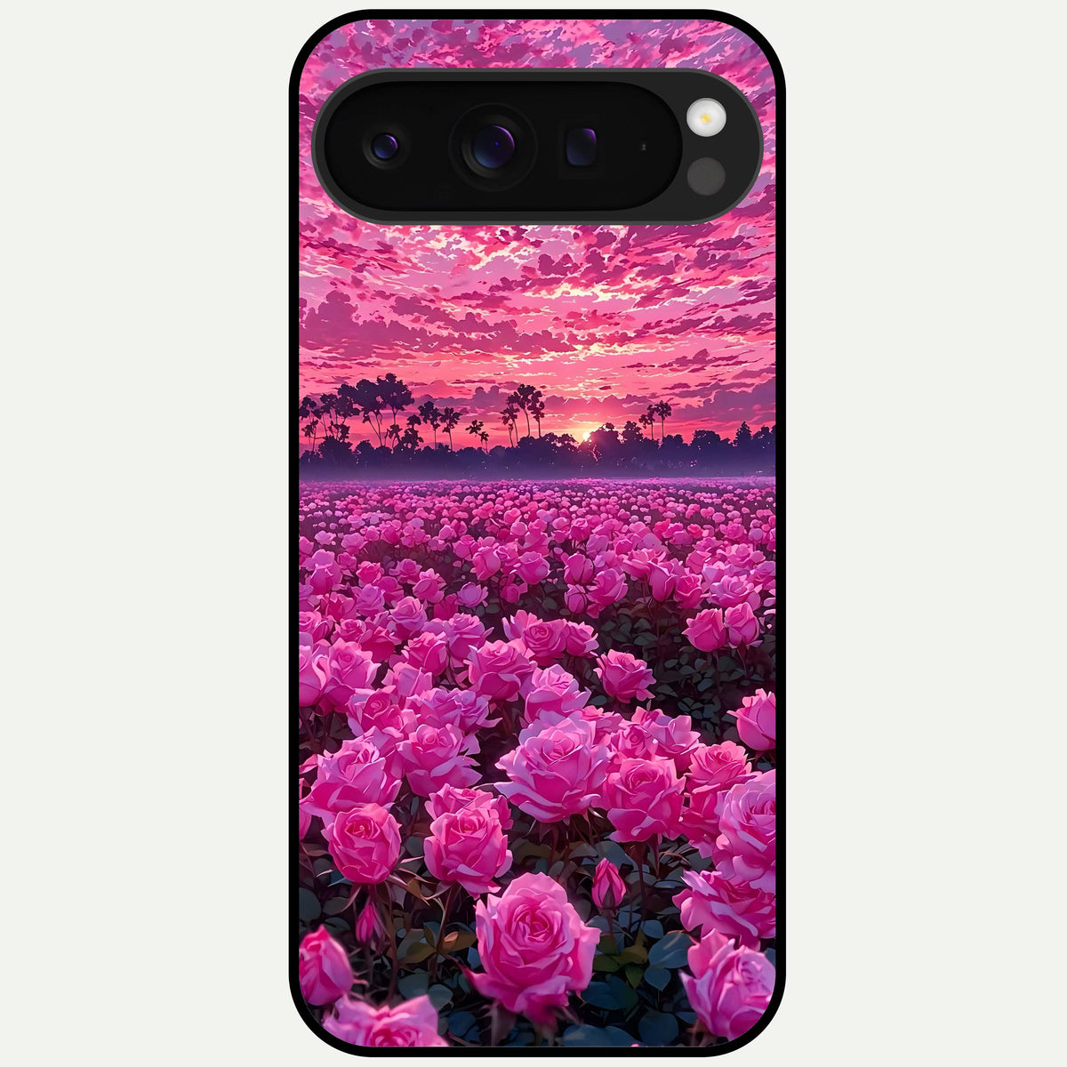  Rose Sunset Valley Glass Case For Google Pixel 9 Pro XL back cover – full design glossy printed glass finish
