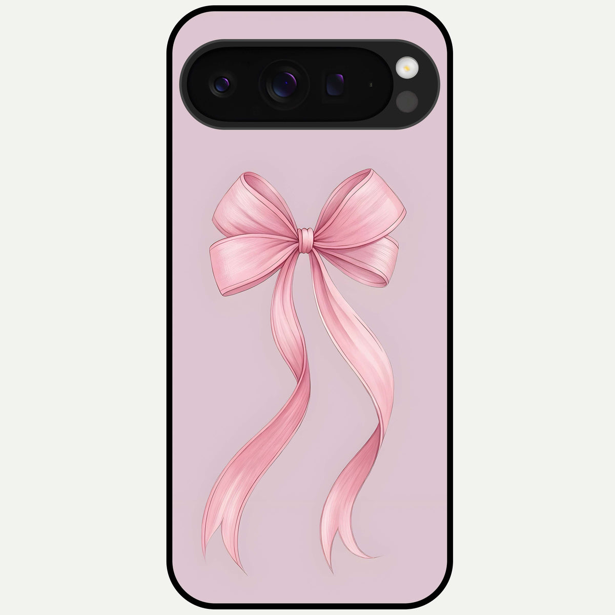  Soft Blush Bow Glass Case For Google Pixel 9 Pro XL back cover – full design glossy printed glass finish