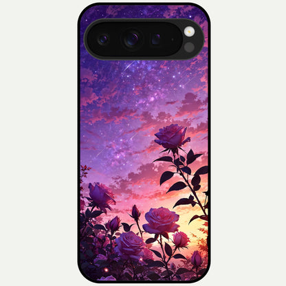  Starlit Rose Twilight Glass Case For Google Pixel 9 Pro XL back cover – full design glossy printed glass finish