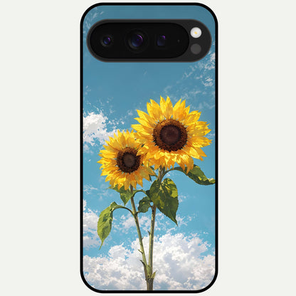  Sunlit Daisy Glow Glass Case For Google Pixel 9 Pro XL back cover – full design glossy printed glass finish
