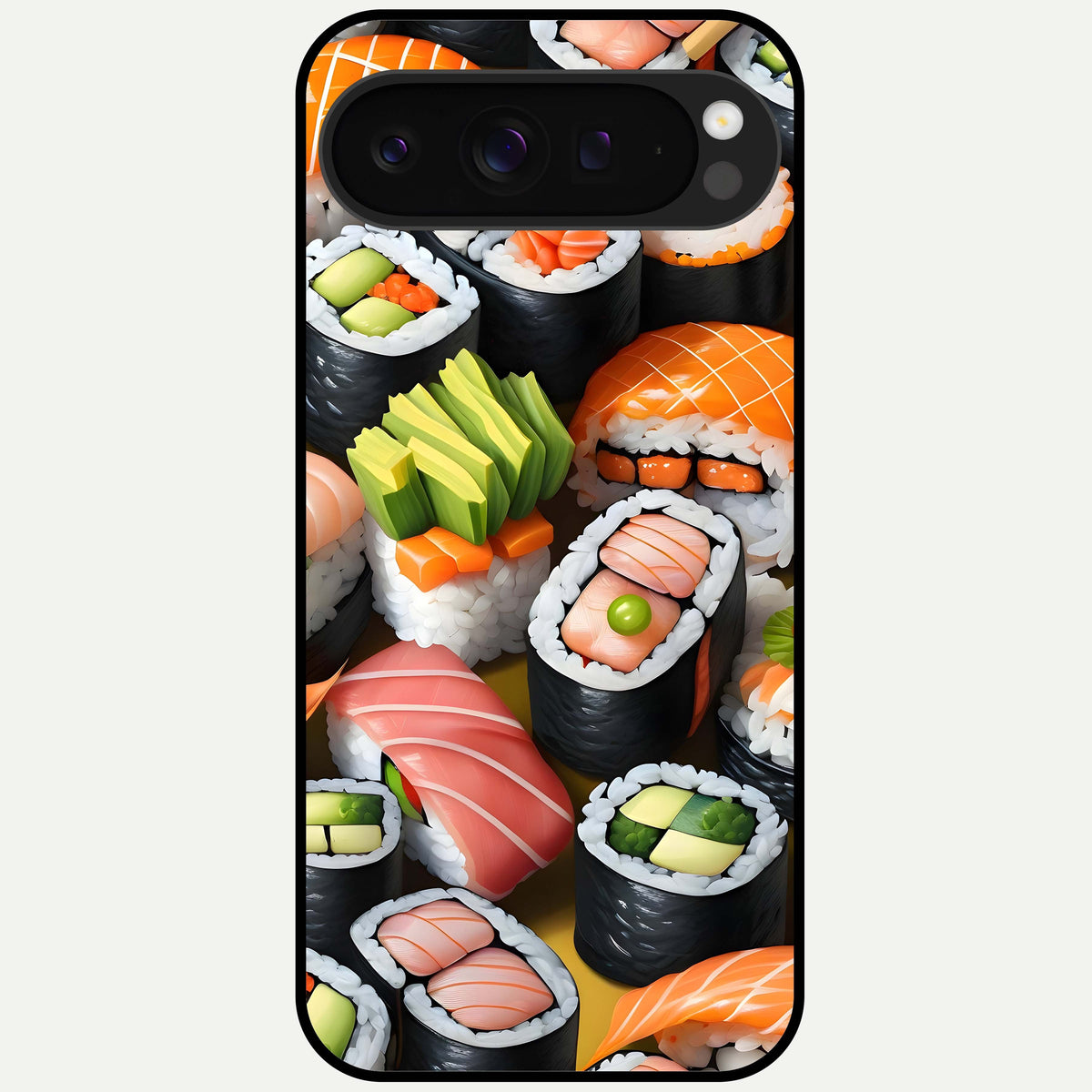  Sushi Food Pattern Glass Case For Google Pixel 9 Pro XL back cover – full design glossy printed glass finish