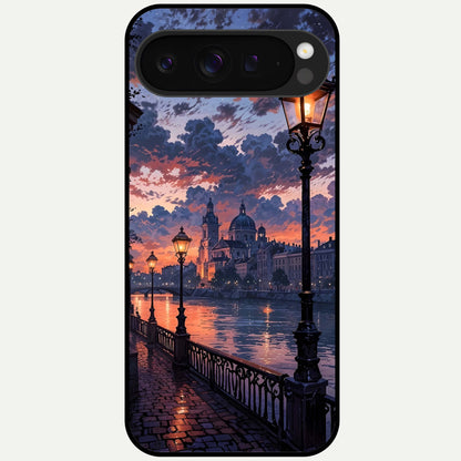  Twilight River Lights Glass Case For Google Pixel 9 Pro XL back cover – full design glossy printed glass finish