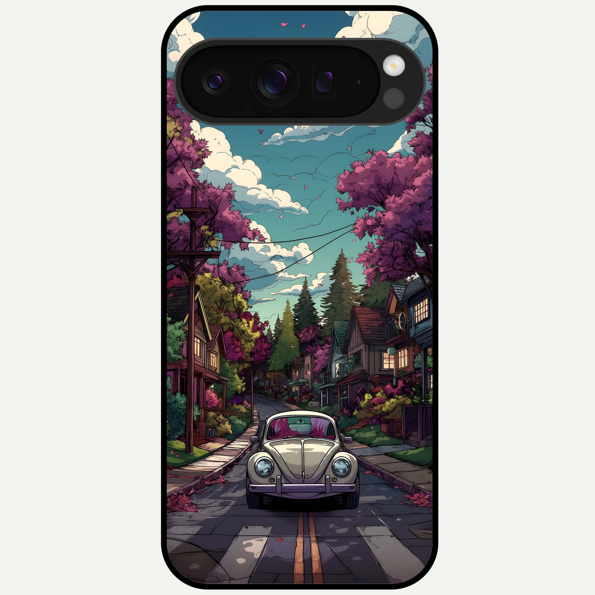  Vintage Street Drive Glass Case For Google Pixel 9 Pro XL back cover – full design glossy printed glass finish