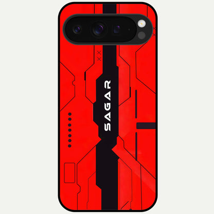  Voltage Rise CYBERPUNK Custom Name Glass Case For Google Pixel 9 Pro XL back cover – personalized glossy printed glass finish