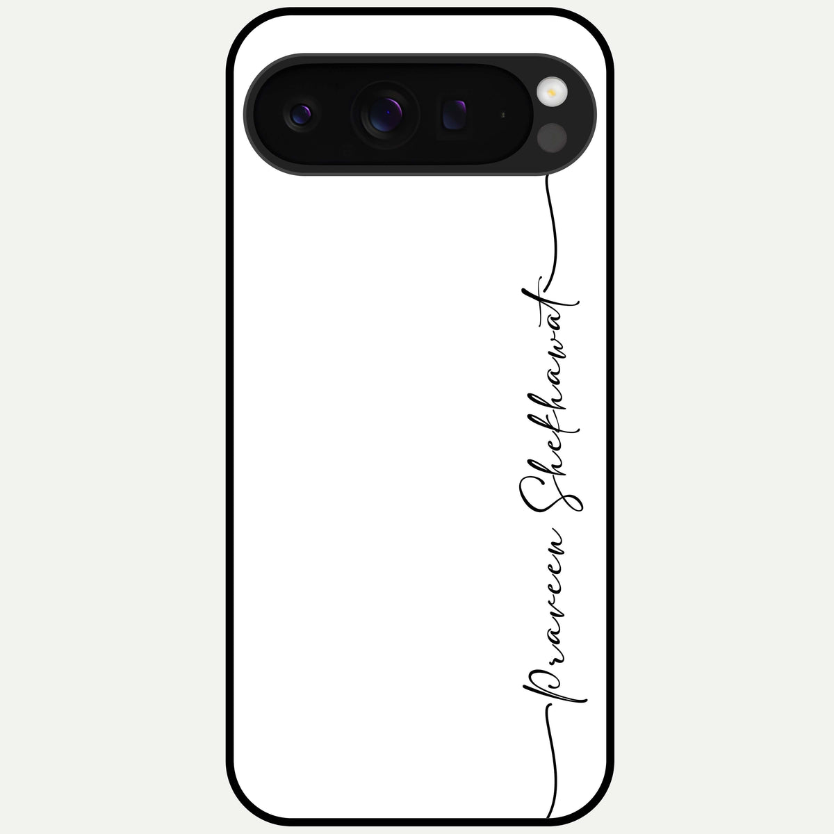  White Tune Custom Name Glass Case For Google Pixel 9 Pro XL back cover – personalized glossy printed glass finish