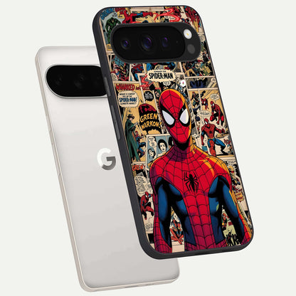  Aesthetic Spider phone case For Google Pixel 9 Pro XL showing premium glass back cover with detailed artwork