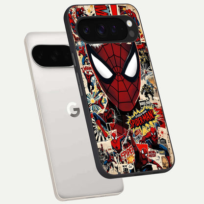  Aesthetic Wonder Spider phone case For Google Pixel 9 Pro XL showing premium glass back cover with detailed artwork