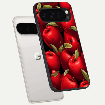  Apple Pattern phone case For Google Pixel 9 Pro XL showing premium glass back cover with detailed artwork