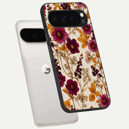  Autumn Wine Bloom phone case For Google Pixel 9 Pro XL showing premium glass back cover with detailed artwork