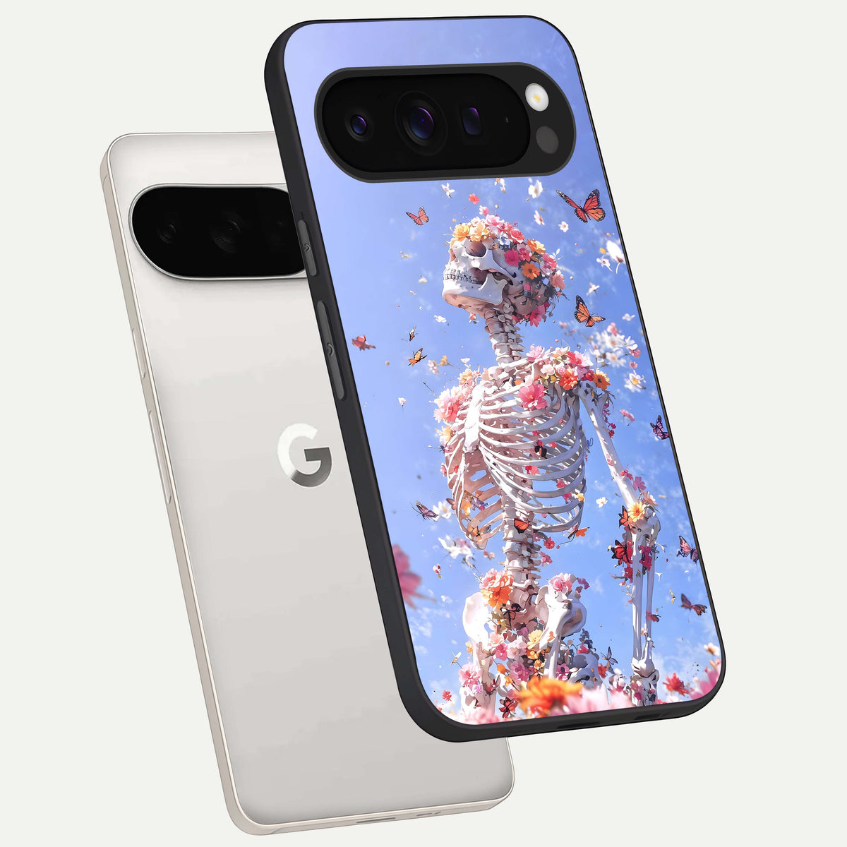  Bloom Beyond Bones phone case For Google Pixel 9 Pro XL showing premium glass back cover with detailed artwork