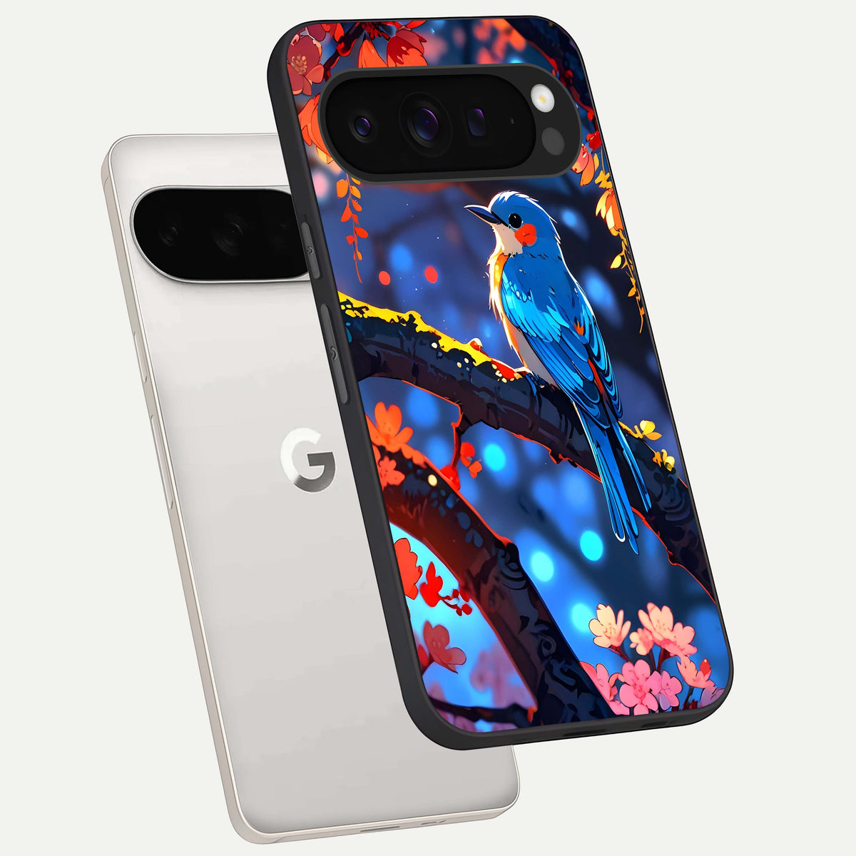  Blooming Water Drift phone case For Google Pixel 9 Pro XL showing premium glass back cover with detailed artwork