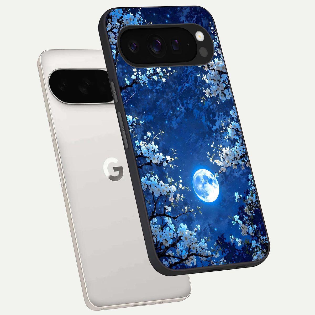  Blossom Moonlight Sky phone case For Google Pixel 9 Pro XL showing premium glass back cover with detailed artwork