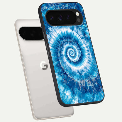  Blue Galaxy Wave phone case For Google Pixel 9 Pro XL showing premium glass back cover with detailed artwork