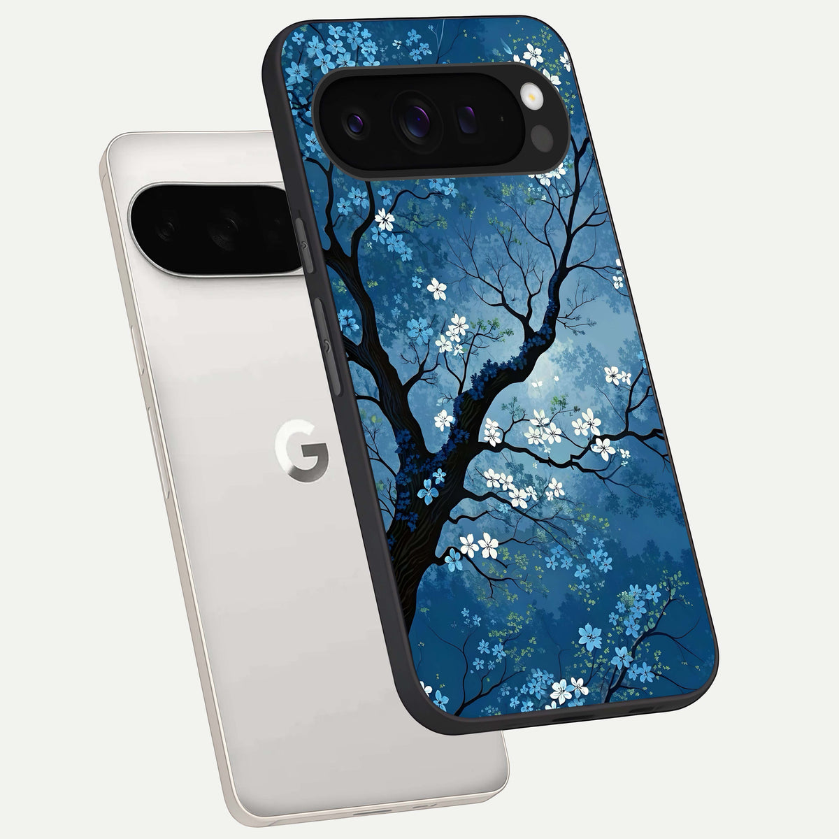  Blue Tree Serenity phone case For Google Pixel 9 Pro XL showing premium glass back cover with detailed artwork