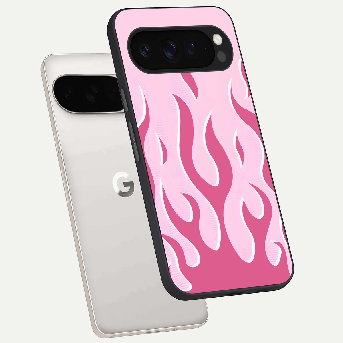  Blush Flame Energy phone case For Google Pixel 9 Pro XL showing premium glass back cover with detailed artwork