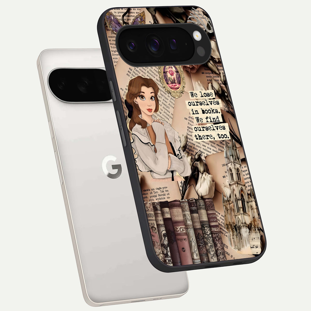  Bookish Dream World phone case For Google Pixel 9 Pro XL showing premium glass back cover with detailed artwork