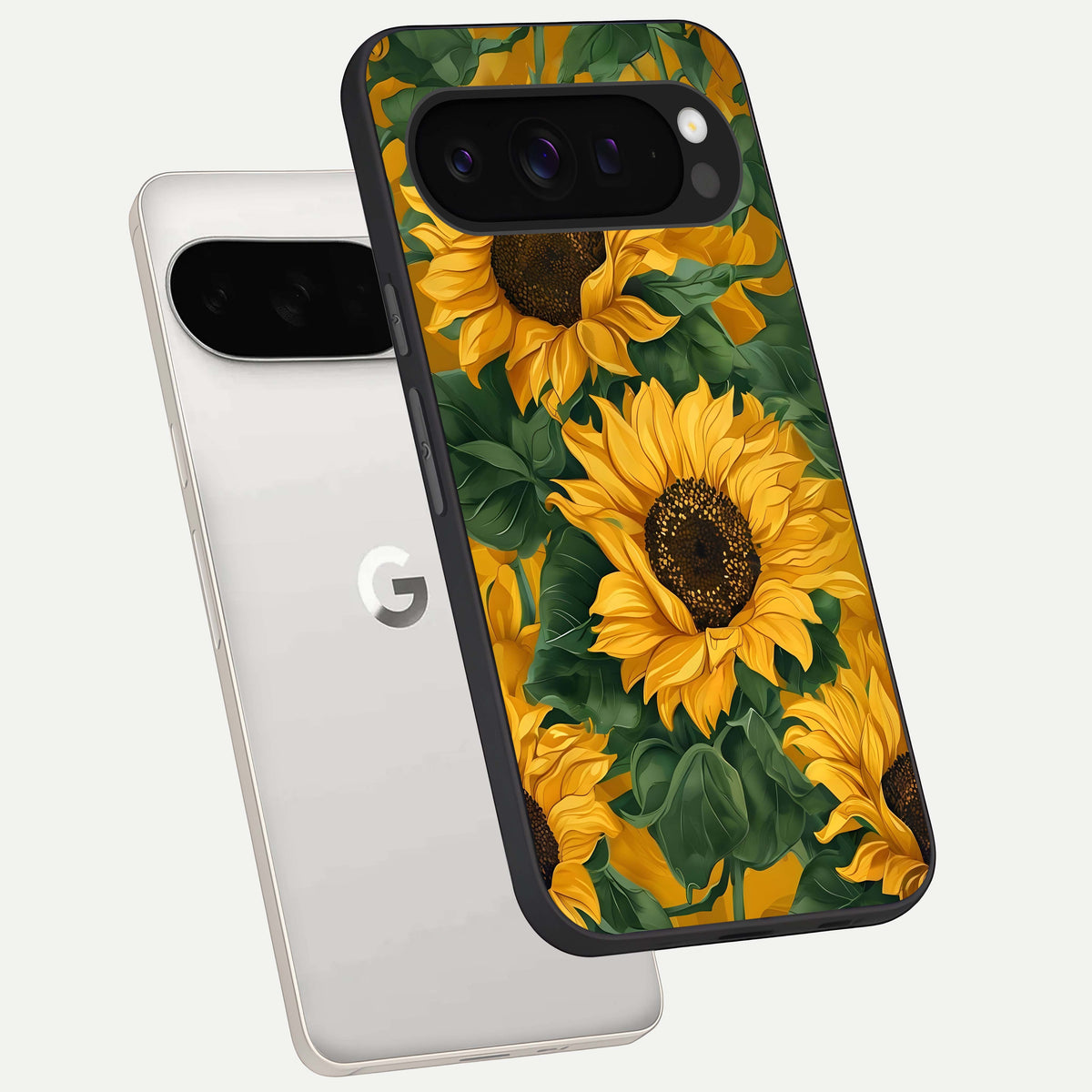  Bright Sunflower Bloom phone case For Google Pixel 9 Pro XL showing premium glass back cover with detailed artwork