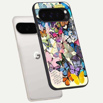  Butterflies Petal Dream phone case For Google Pixel 9 Pro XL showing premium glass back cover with detailed artwork