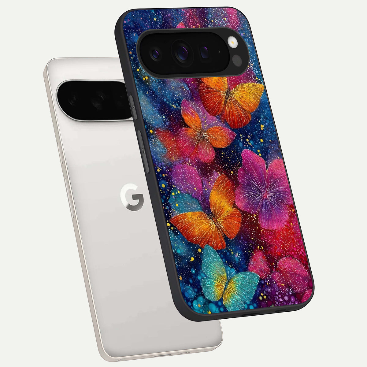  Butterfly Dream Mist phone case For Google Pixel 9 Pro XL showing premium glass back cover with detailed artwork