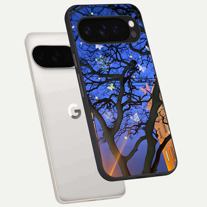  Butterfly Night Magic phone case For Google Pixel 9 Pro XL showing premium glass back cover with detailed artwork
