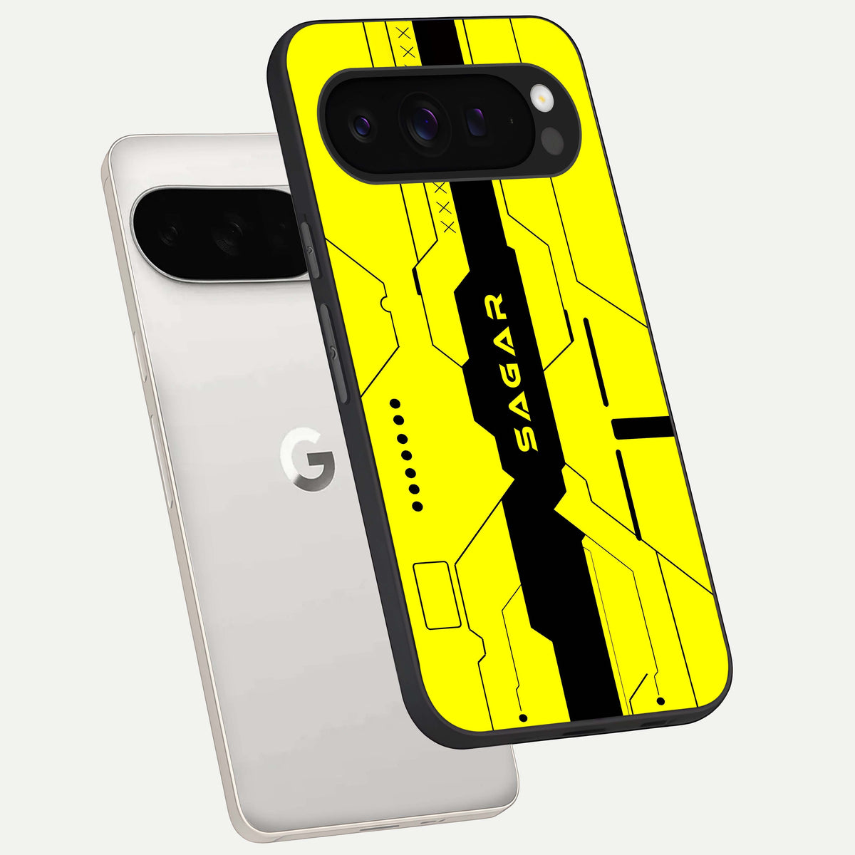  Circuit CYBERPUNK Custom Name phone case For Google Pixel 9 Pro XL showing premium glass back cover with detailed artwork