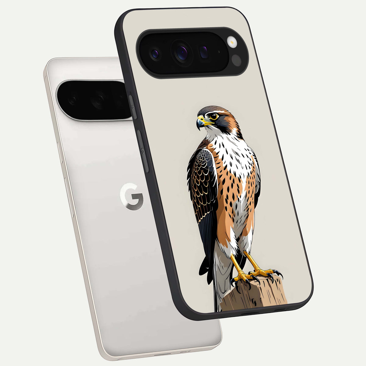  Clever Eagle phone case For Google Pixel 9 Pro XL showing premium glass back cover with detailed artwork