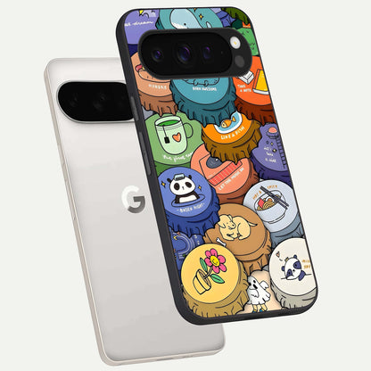  Coins Patterns phone case For Google Pixel 9 Pro XL showing premium glass back cover with detailed artwork