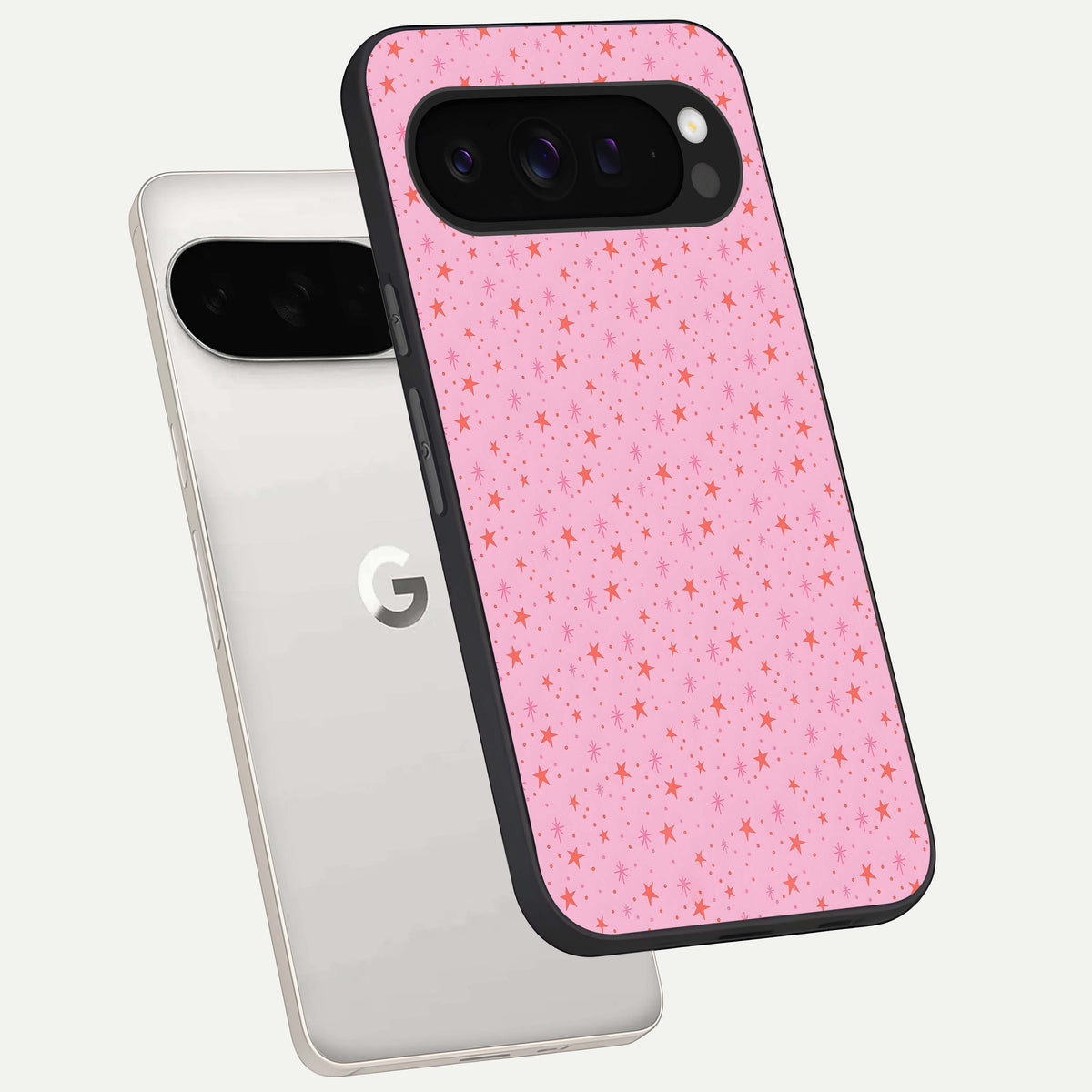  Cosmic Pink Sparkle phone case For Google Pixel 9 Pro XL showing premium glass back cover with detailed artwork