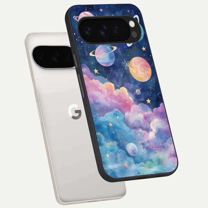  Cosmic Planet Dreams phone case For Google Pixel 9 Pro XL showing premium glass back cover with detailed artwork