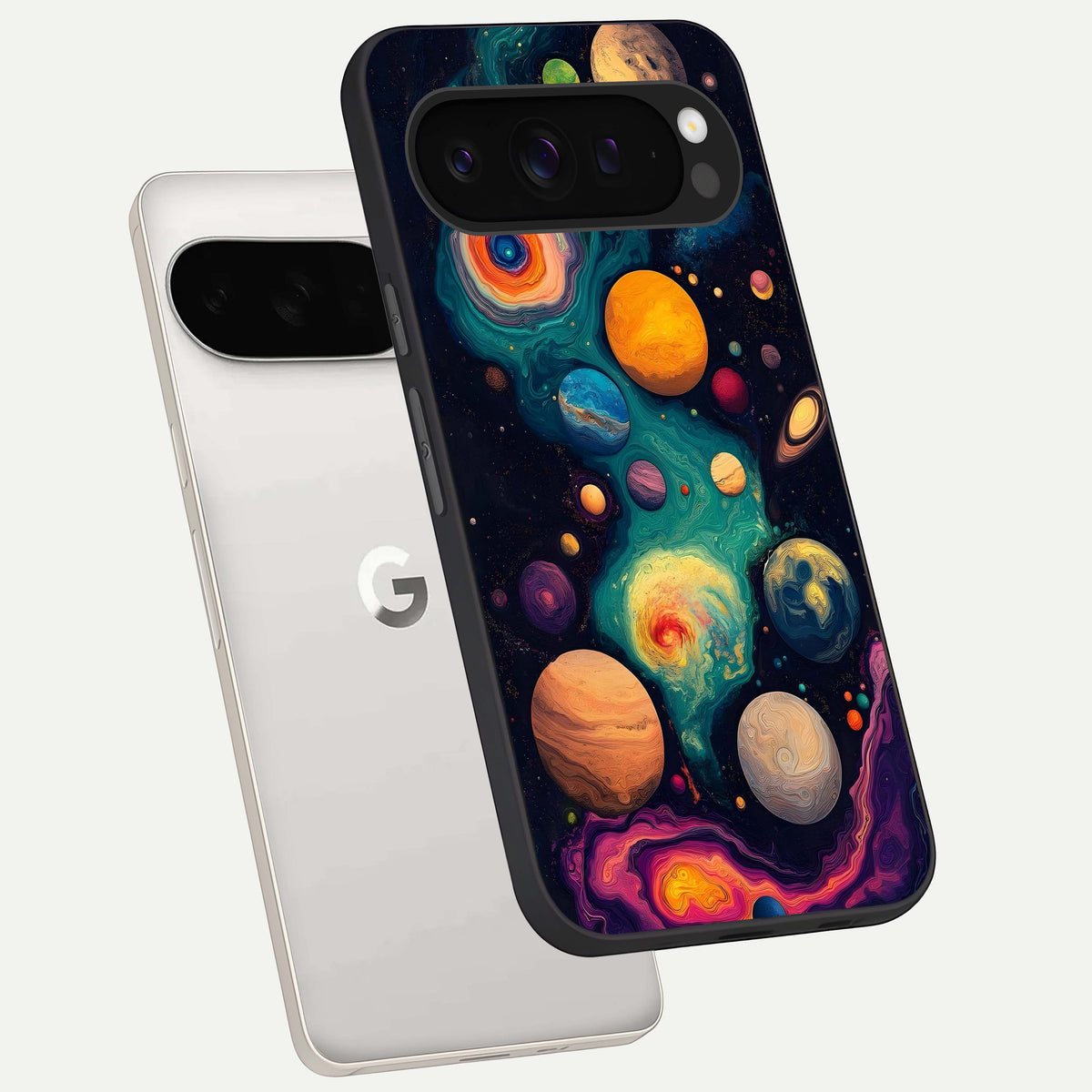 Cosmic Planet Journey phone case For Google Pixel 9 Pro XL showing premium glass back cover with detailed artwork