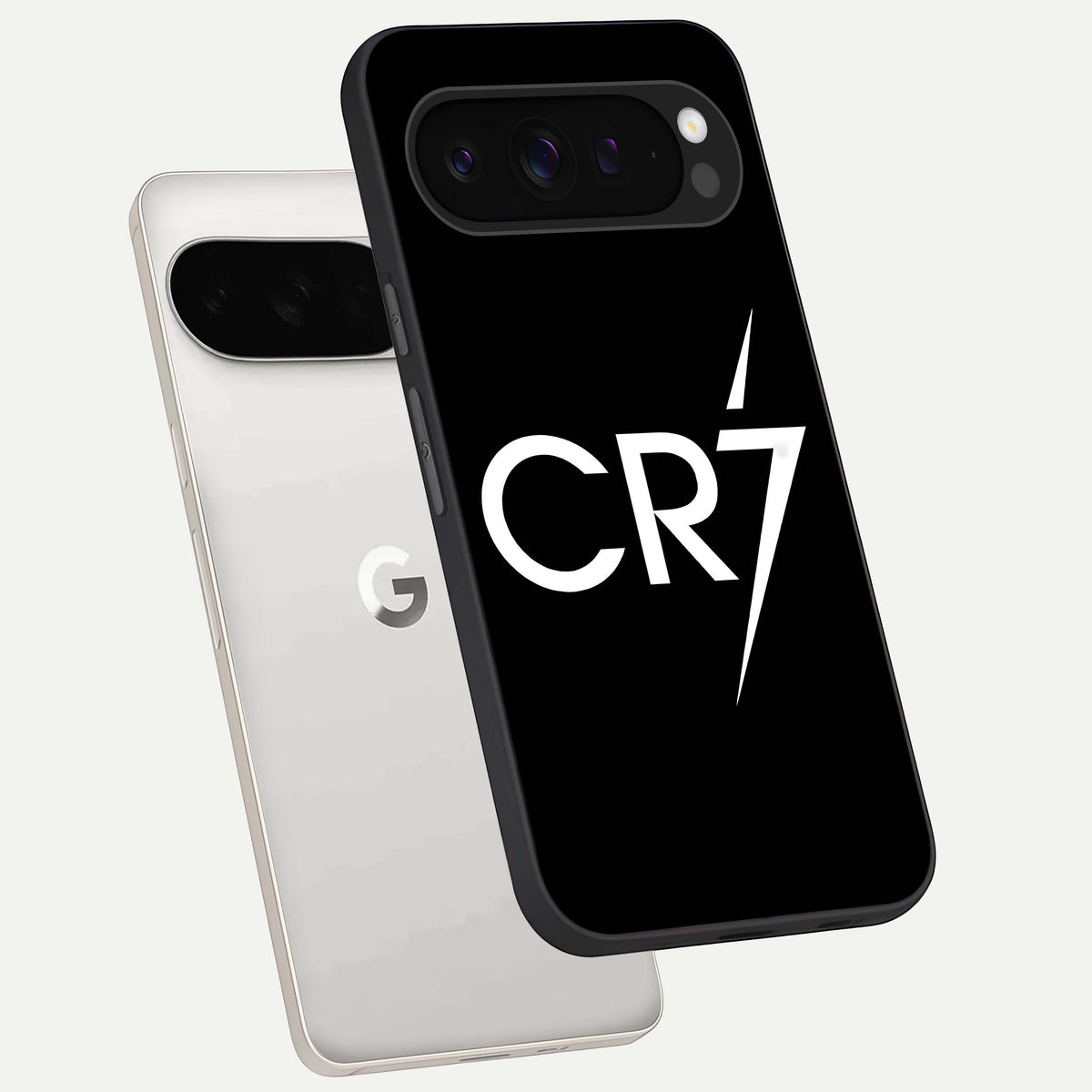  CR7 Elite Strike phone case For Google Pixel 9 Pro XL showing premium glass back cover with detailed artwork