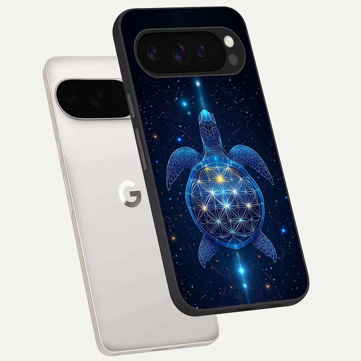 Crimson Blue Turtle phone case For Google Pixel 9 Pro XL showing premium glass back cover with detailed artwork