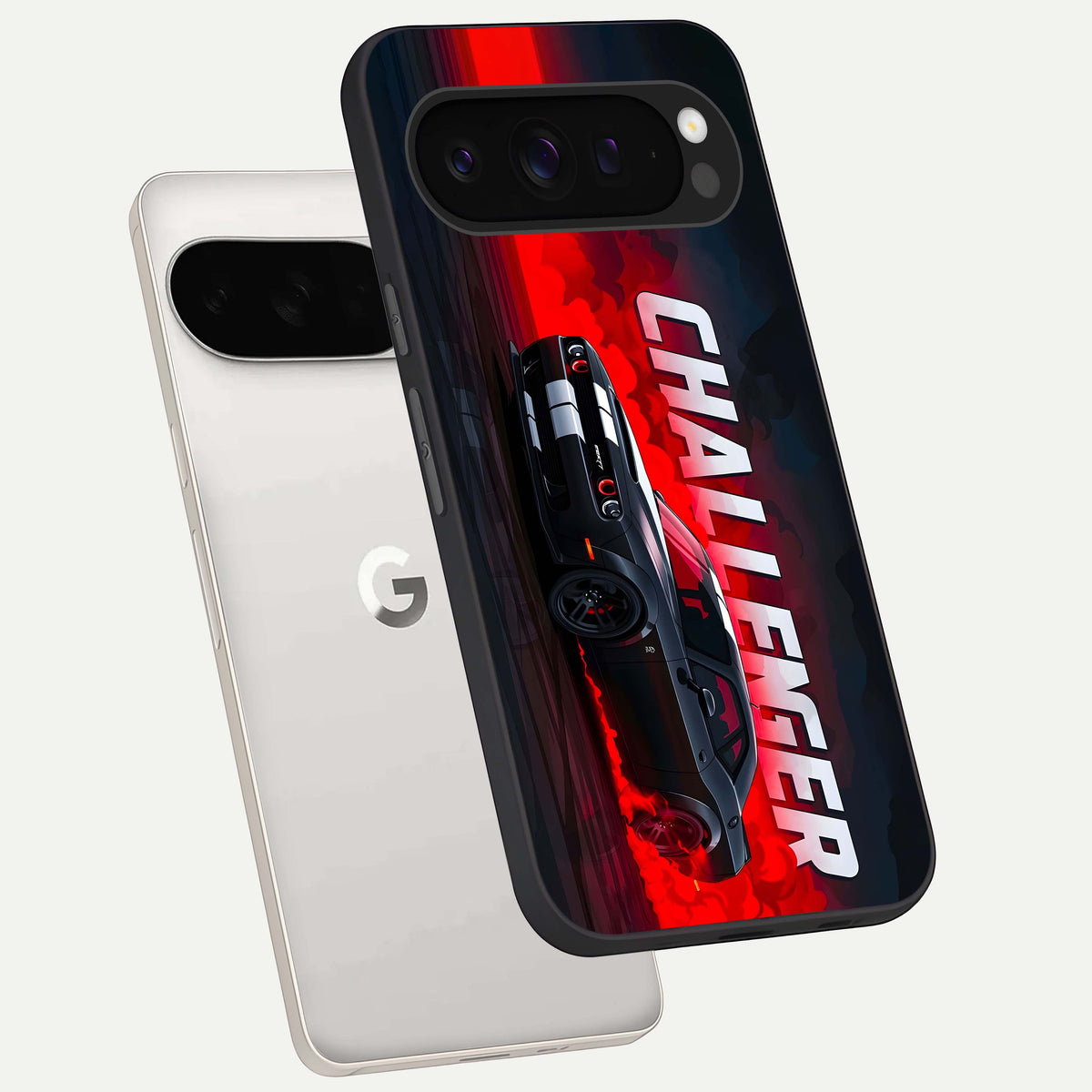  Crimson Challenger Fury phone case For Google Pixel 9 Pro XL showing premium glass back cover with detailed artwork