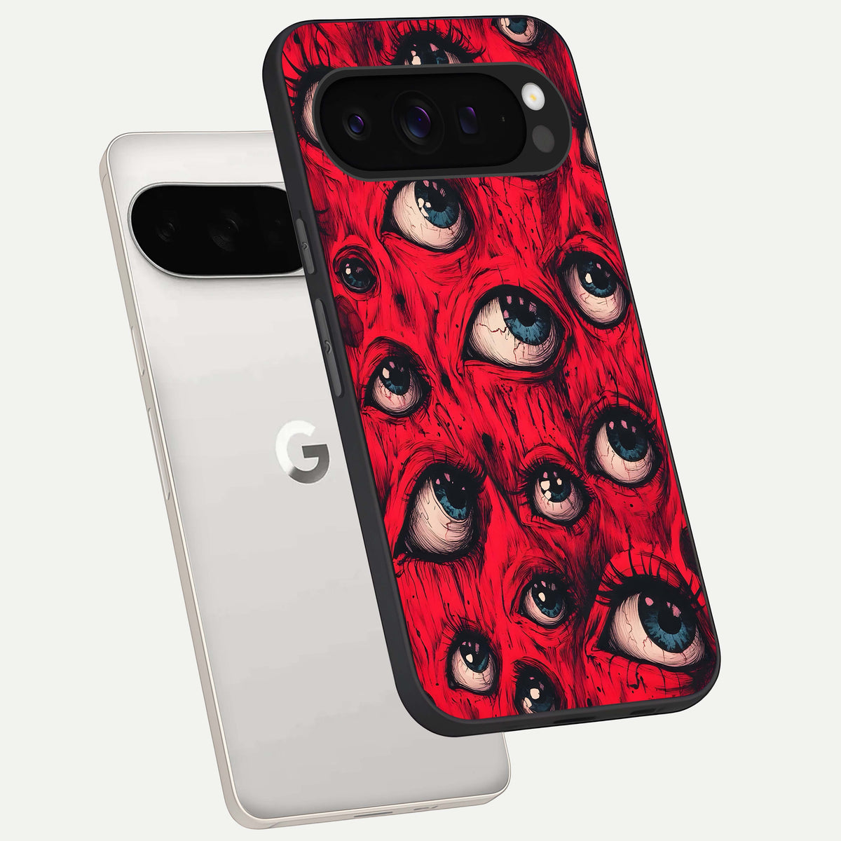  Crimson Watch Eyes phone case For Google Pixel 9 Pro XL showing premium glass back cover with detailed artwork