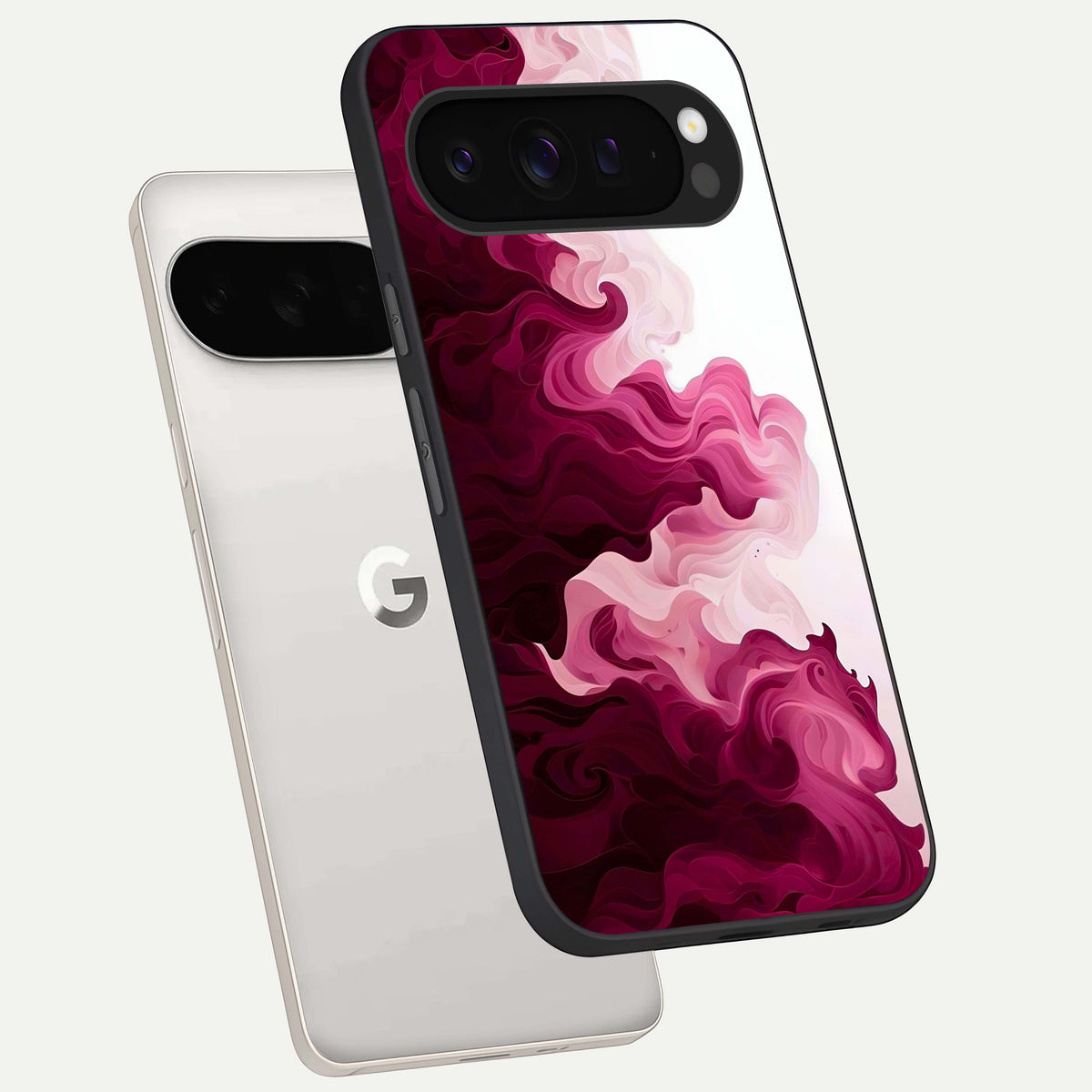  Crimson Wave Flow phone case For Google Pixel 9 Pro XL showing premium glass back cover with detailed artwork
