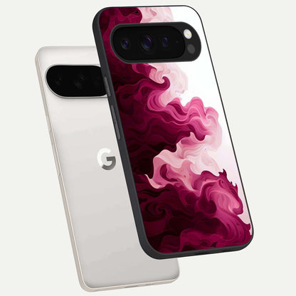  Crimson Wave Flow phone case For Google Pixel 9 Pro XL showing premium glass back cover with detailed artwork