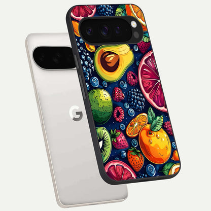  Cute Fruits Art phone case For Google Pixel 9 Pro XL showing premium glass back cover with detailed artwork