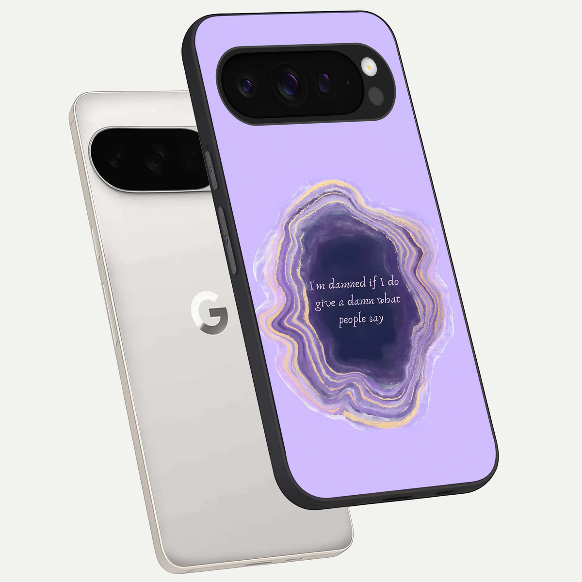  Damned People Quote phone case For Google Pixel 9 Pro XL showing premium glass back cover with detailed artwork
