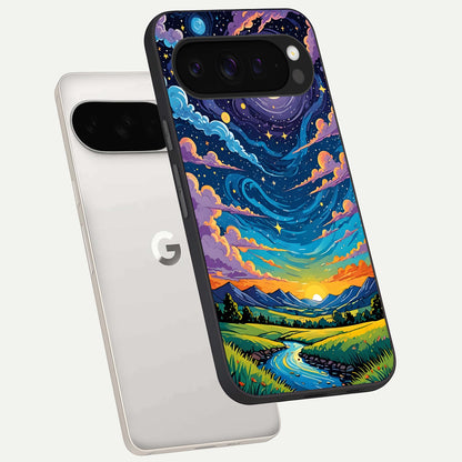  Dreamy Night Landscape phone case For Google Pixel 9 Pro XL showing premium glass back cover with detailed artwork