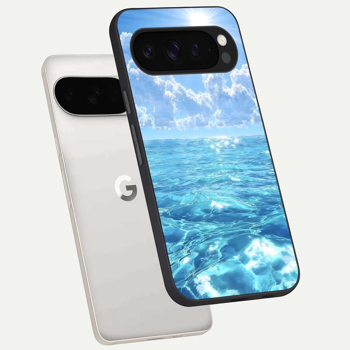  Endless Ocean Horizon phone case For Google Pixel 9 Pro XL showing premium glass back cover with detailed artwork