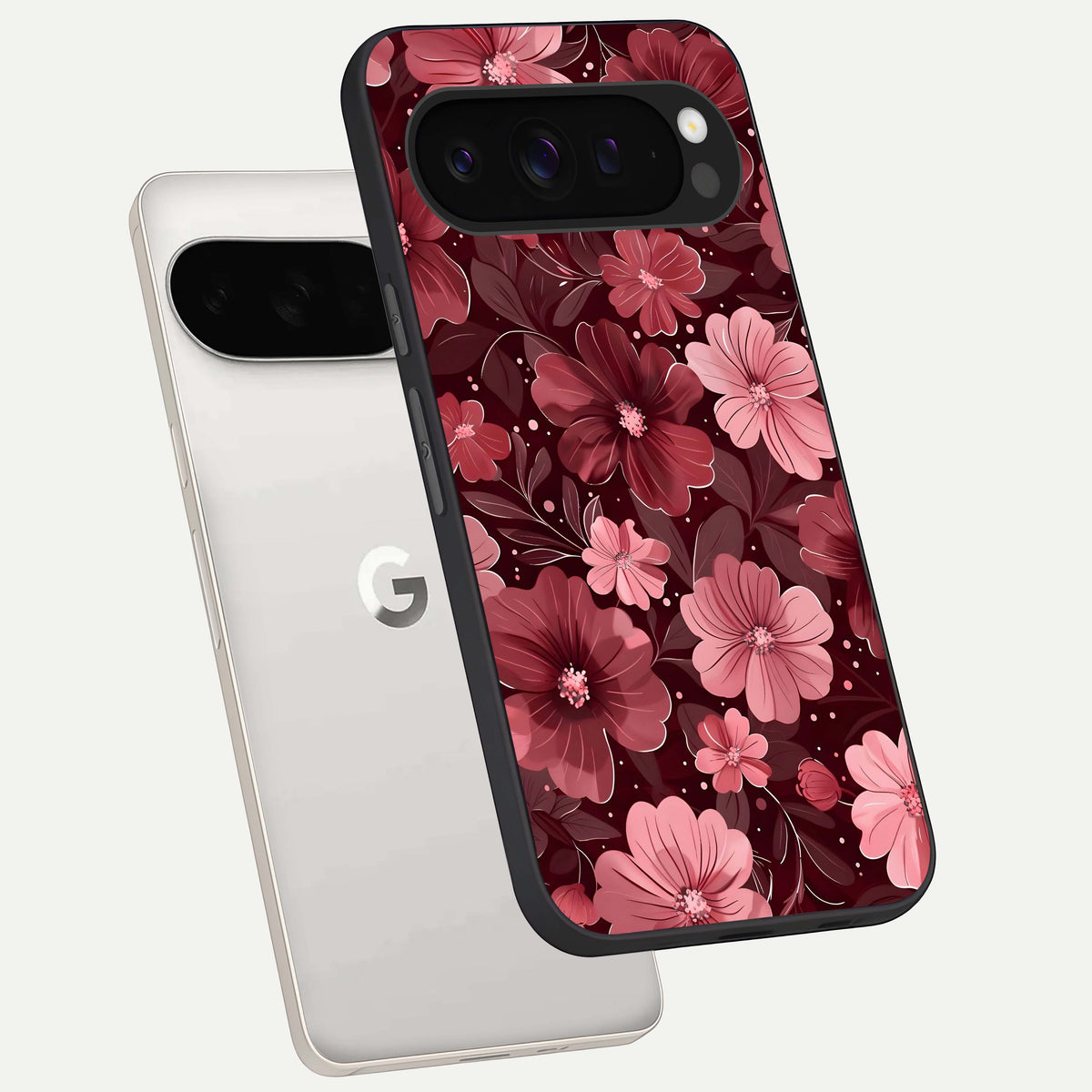  Flower Blush Bloom phone case For Google Pixel 9 Pro XL showing premium glass back cover with detailed artwork