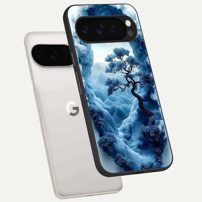  Frozen Serenity Gate phone case For Google Pixel 9 Pro XL showing premium glass back cover with detailed artwork