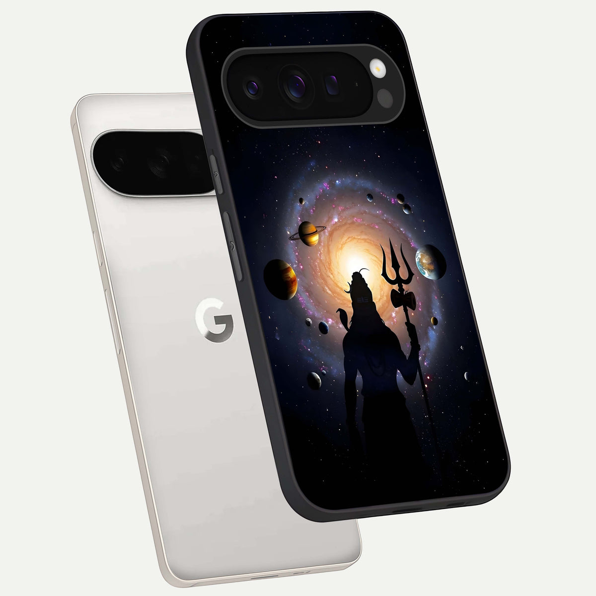  Galactic Shiva Vision phone case For Google Pixel 9 Pro XL showing premium glass back cover with detailed artwork