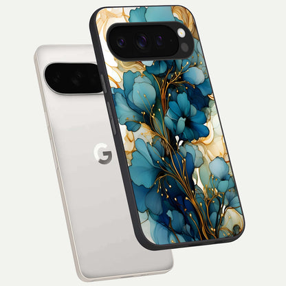  Golden Bloom Symphony phone case For Google Pixel 9 Pro XL showing premium glass back cover with detailed artwork